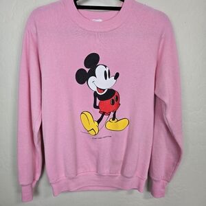 Vintage 80s-90s Disney Pink Mickey Mouse Women's Crewneck Jerzees Sweater Medium